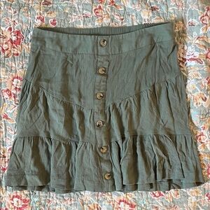 Final Touch Olive Button-Down Mini Skirt Size Medium